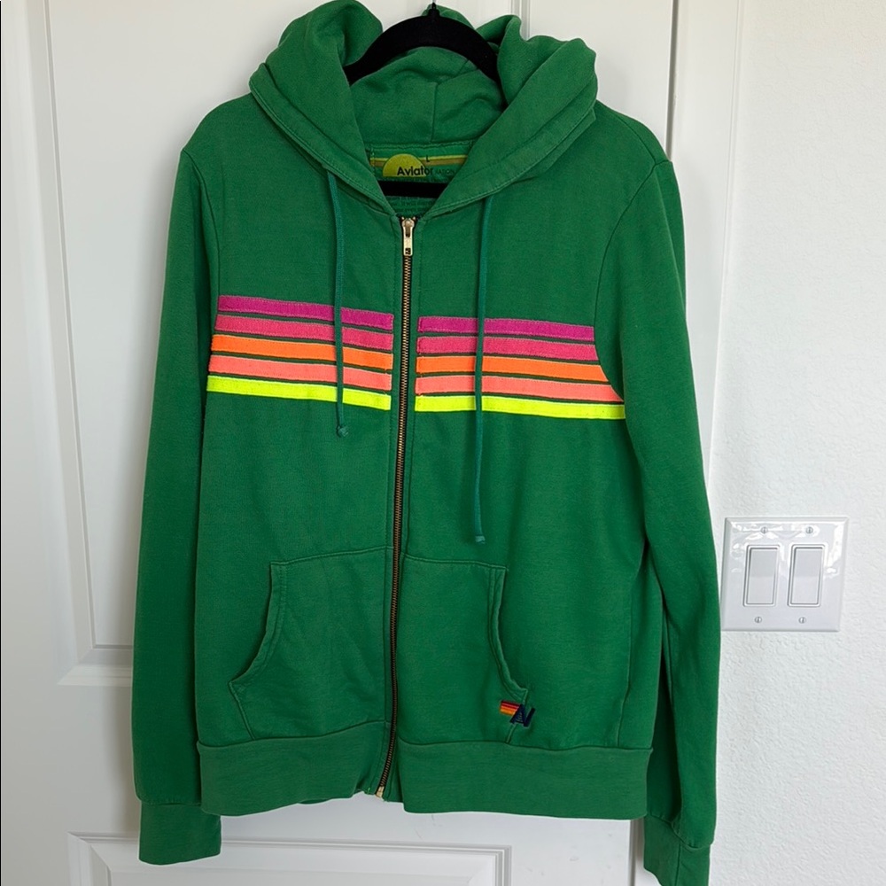 AVIATOR NATION- 5 Stripe Hoodie- L